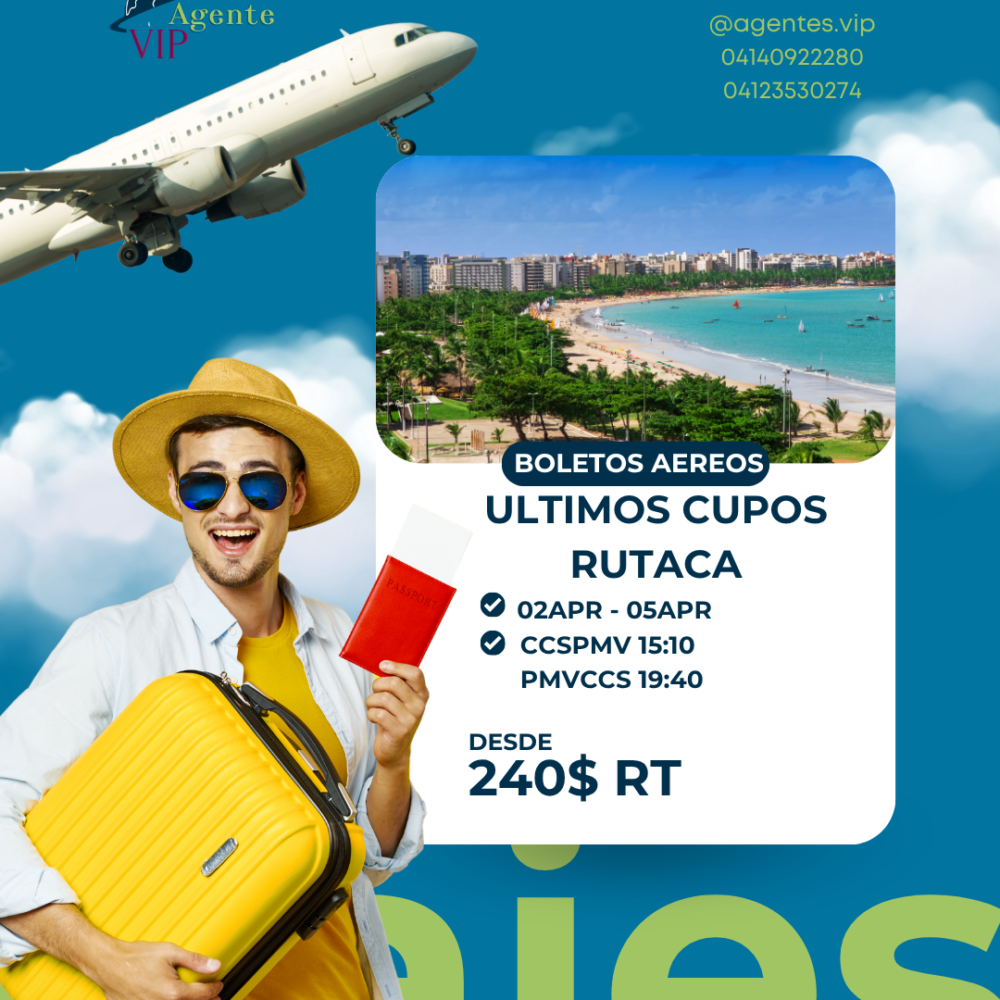 Boletos Aéreos Caracas – Porlamar (RT) | Últimos Cupos Rutaca