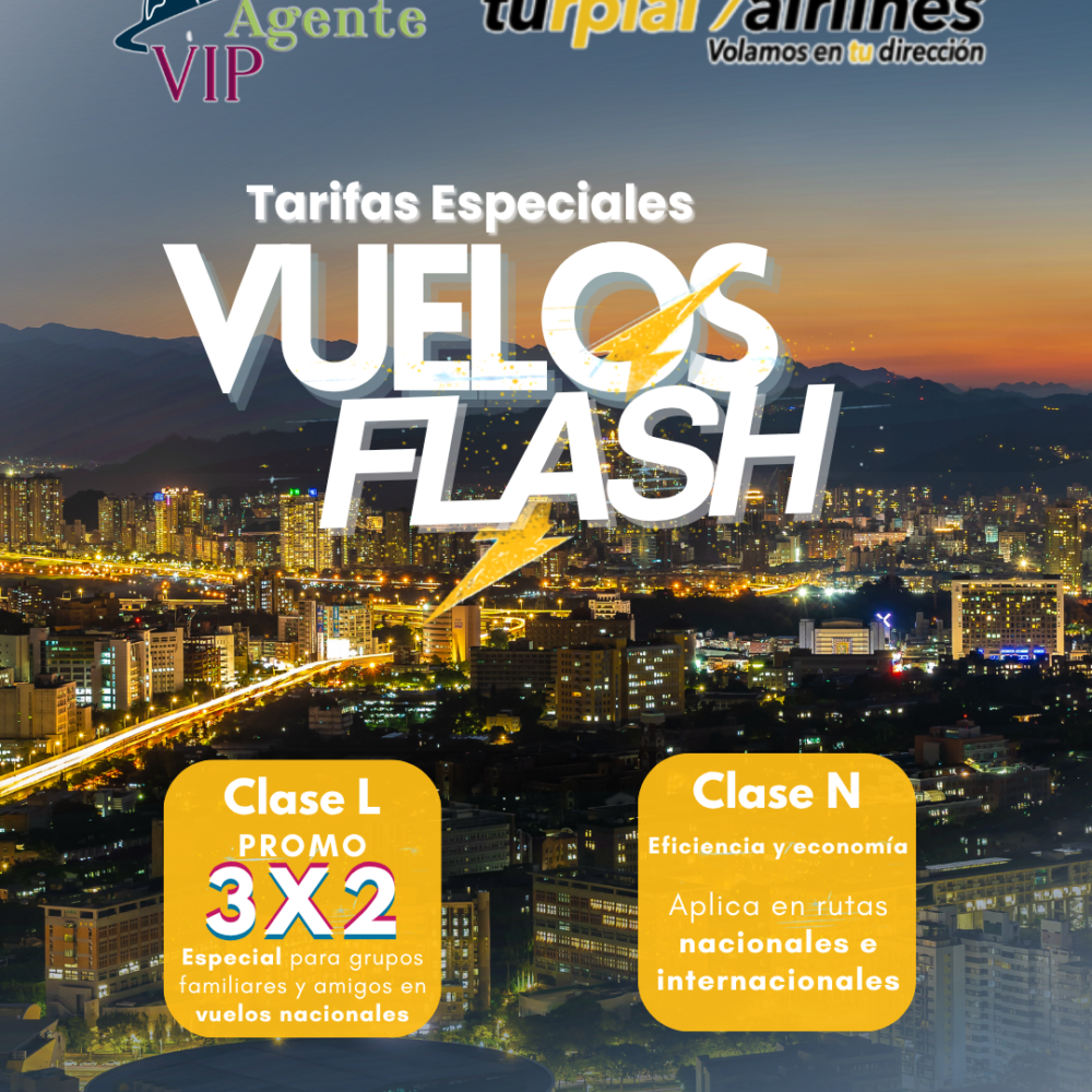 Vuelos Flash Turpial Airlines | Promoción 3x2 y Tarifas Especiales